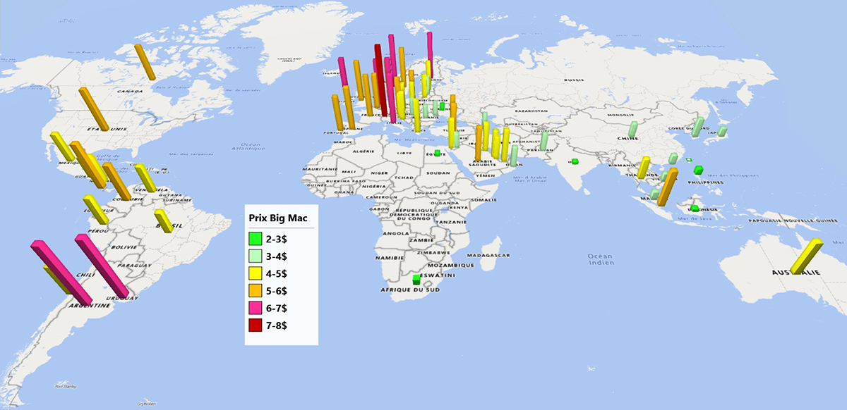 Prix du big mac  travers le monde en 2025